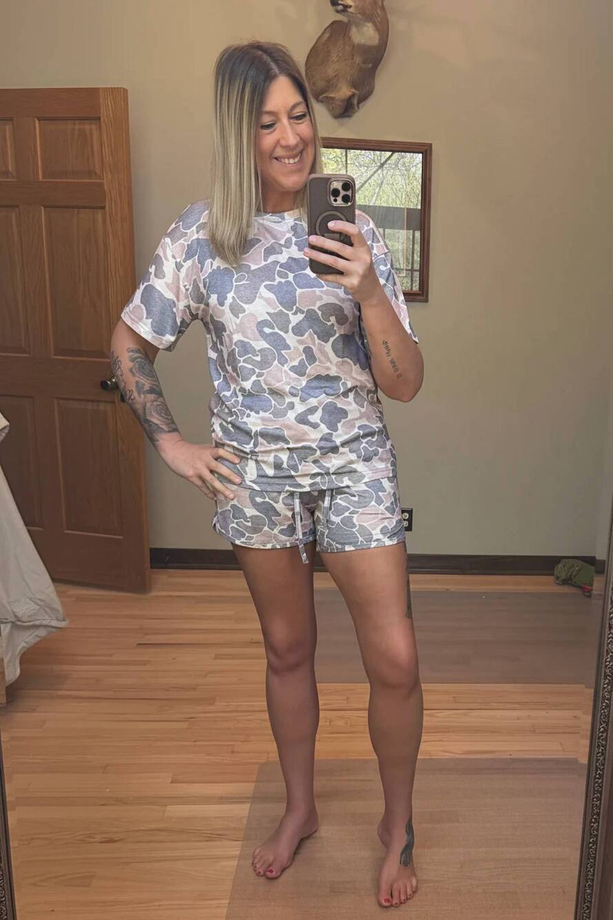 NEW LITTLE DAISY CLOSET high waist short set in camouflage